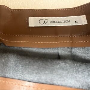 Q2 Collection Brown Faux Leather Skirt with Gray Lining